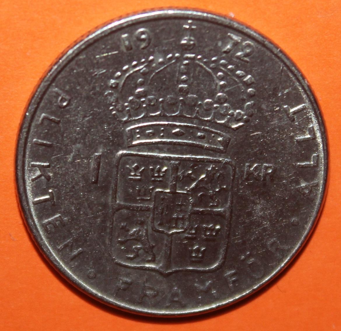 1 крона Швеция 1972