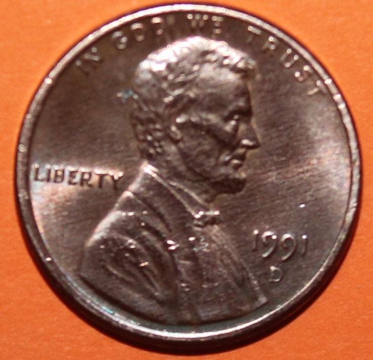 1 цент США 1991D 1