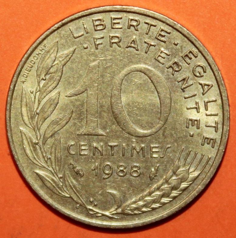 10 сантимов Франция 1988