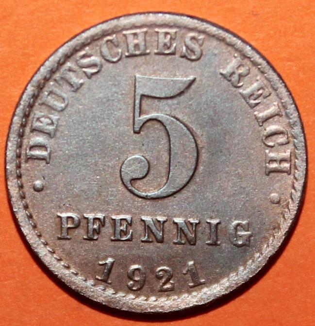 5 пфеннигов Германия 1921а