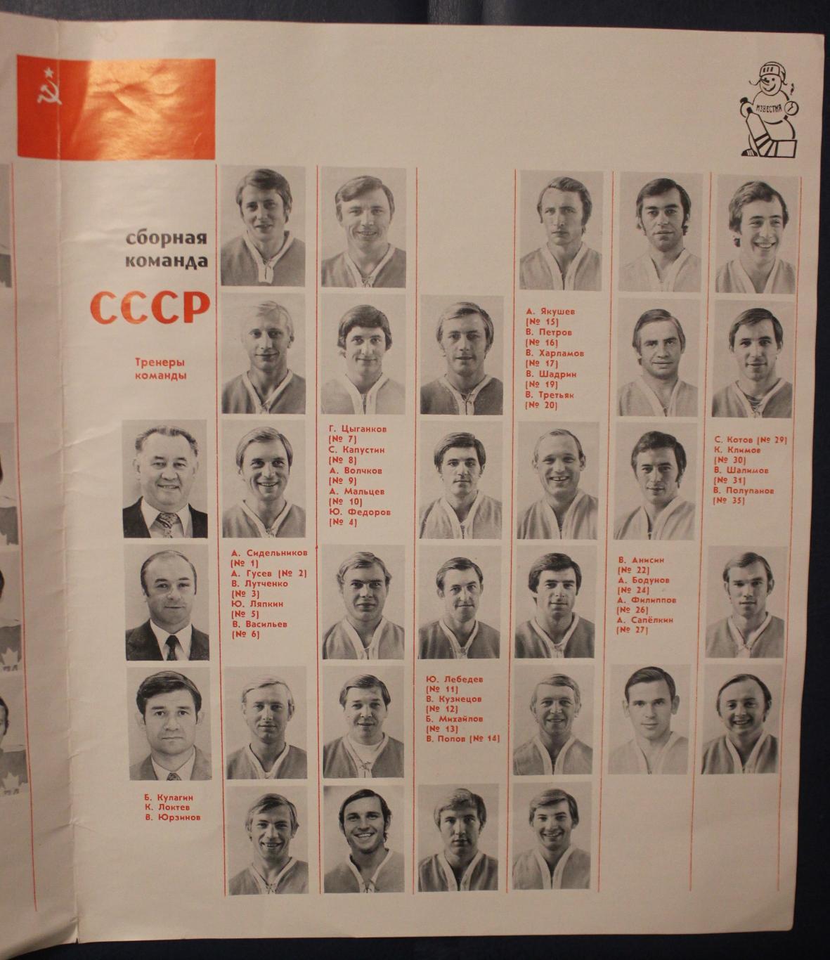 1, 3, 5 и 6 октября 1974 года Сборная СССР - Сборная Канады (ВХА) Суперсерия 74 3