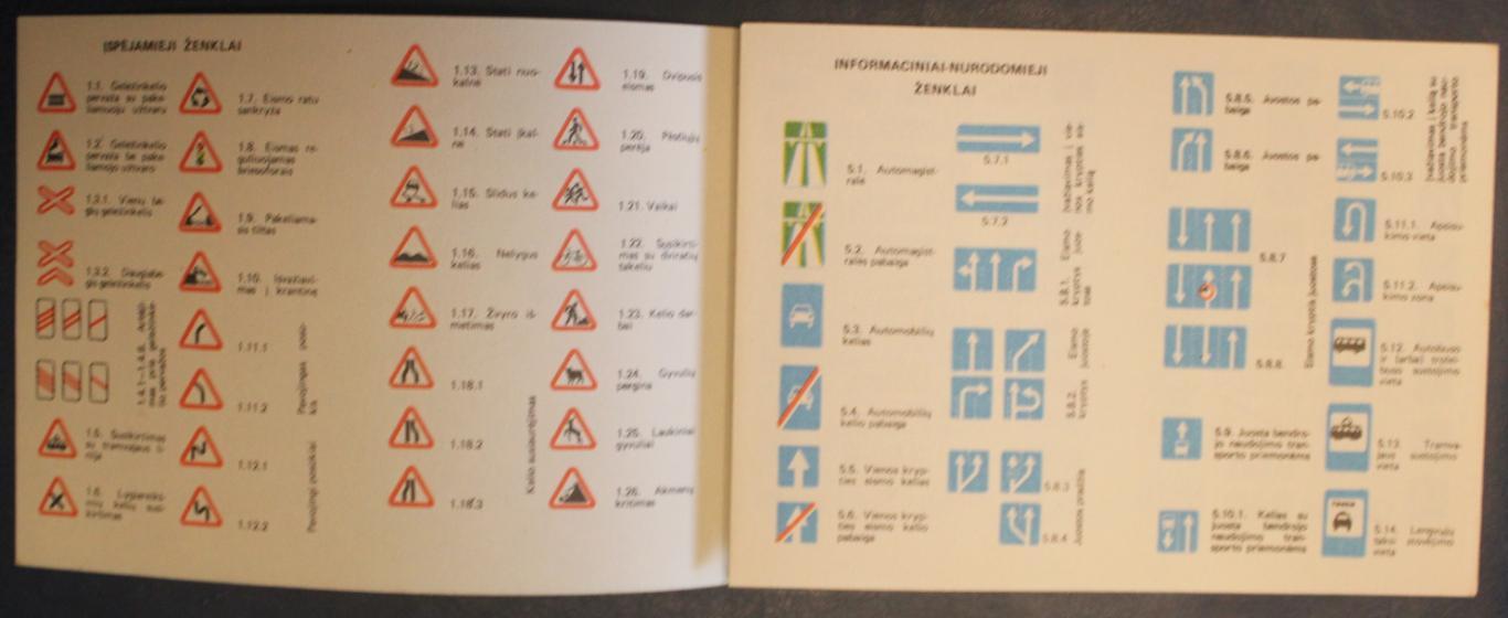 Календарь 1986-1987 Дорожные знаки на литовском языке 1