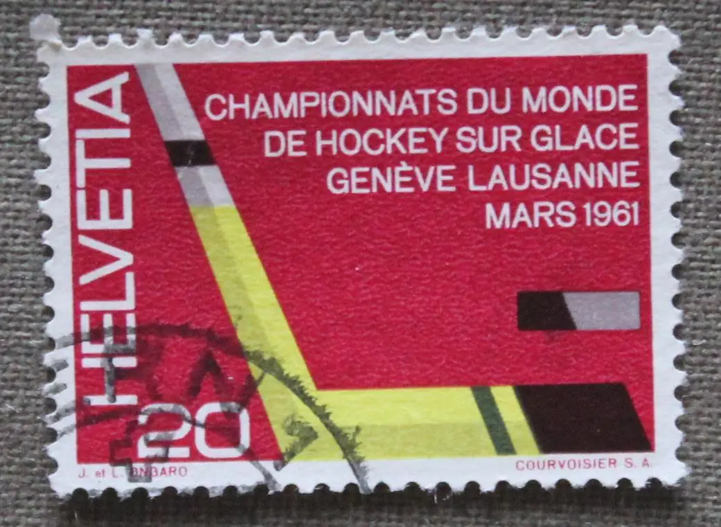 Чемпионат мира и Европы по хоккею. Женева, Лозанна Почта Швейцарии 1961