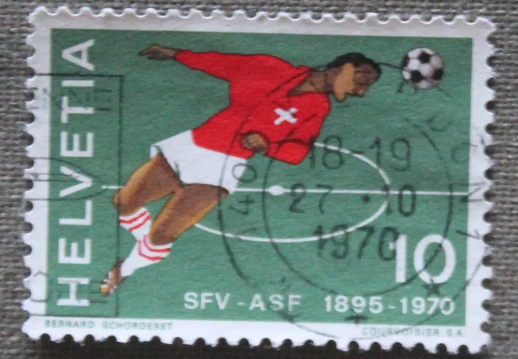 75-лет создания Швейцарского футбольного союза. Почта Швейцарии 1970 Спецгашение