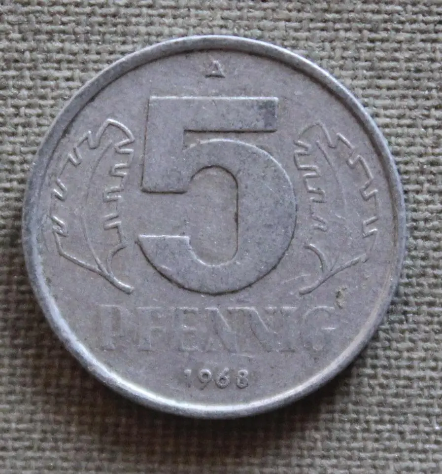 5 пфеннигов ГДР 1968а