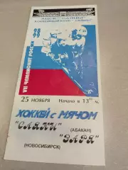 Саяны Абакан - Заря Новосибирск 25.11.1998. Хоккей с мячом