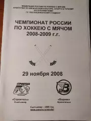 Строитель Сыктывкар - Водник Архангельск. 29.11.2008. Хоккей с мячом