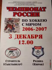 Строитель Сыктывкар - Родина Киров 03.12.2006. Хоккей с мячом