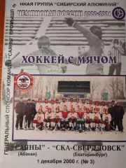 Саяны Абакан - СКА Свердловск Екатеринбург. 01.12.2000. Хоккей с мячом