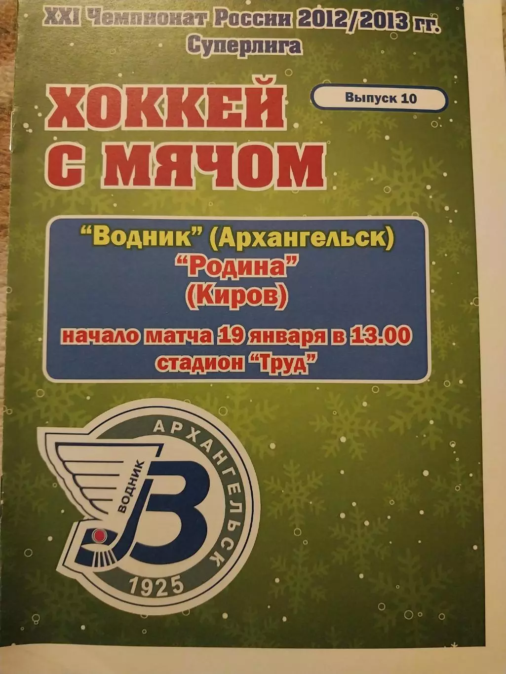 Водник Архангельск - Родина Киров 19.01.2013 Хоккей с мячом