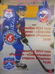 Родина Киров - Енисей Красноярск Сибсельмаш Новосибирск 20,23.12.2014