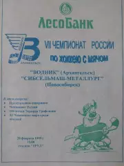 Водник Архангельск - Сибсельмаш Новосибирск 20.02.1999. Хоккей с мячом