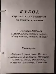 Кубок европейских чемпионов Хоккей с мячом 2000. Архангельск. Статистика, пресса