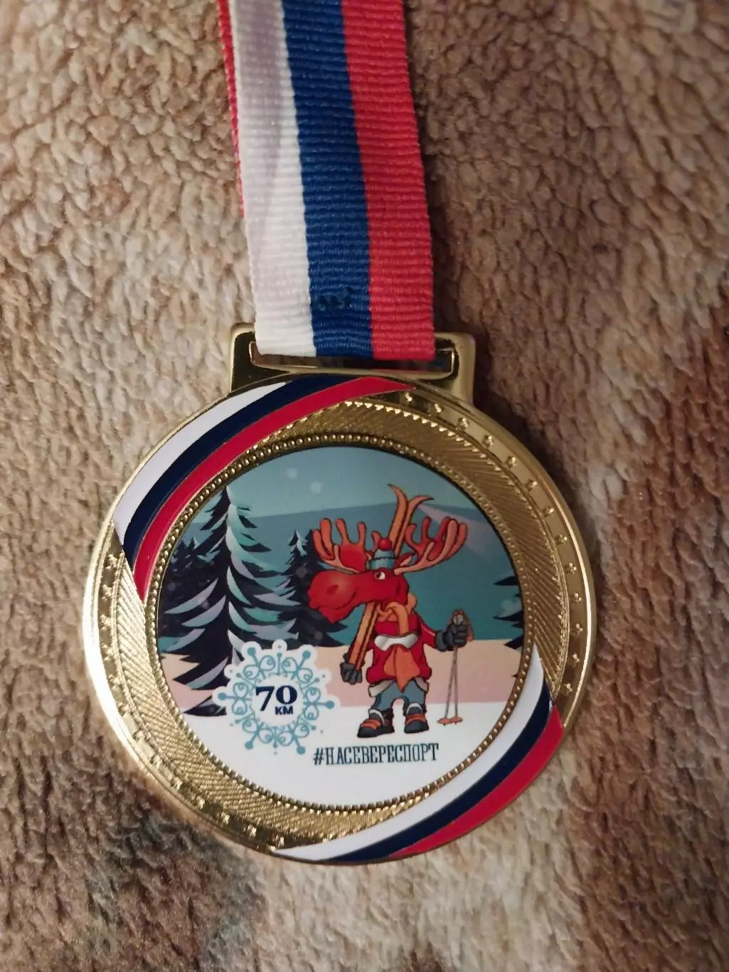 Медаль Чемпионат России по лыжным гонкам в Мончегорске 70 км 2026 год