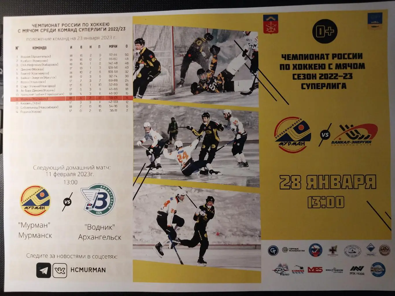 Мурман (Мурманск) - Байкал-Энергия (Иркутск) 28.01.2023