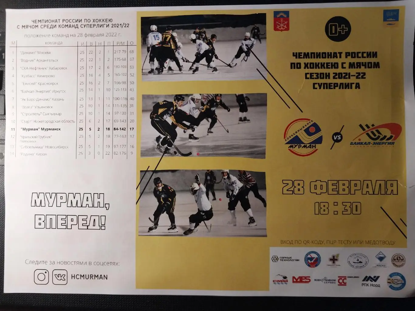 Мурман (Мурманск) - Байкал-Энергия (Иркутск) 28.02.2022