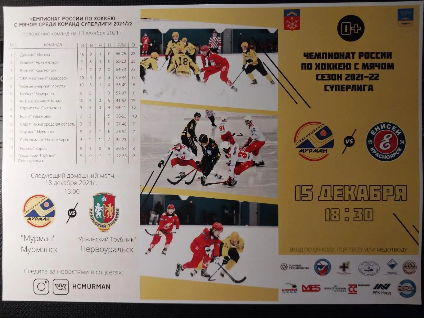 Мурман (Мурманск) - Енисей (Красноярск) 15.12.2021