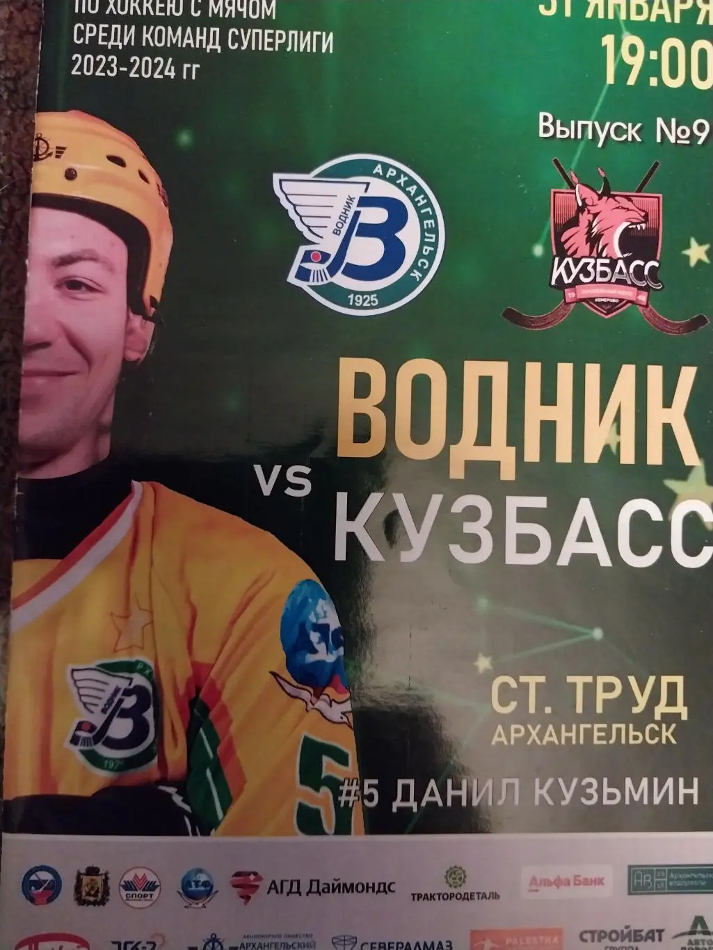 Водник Архангельск - Кузбасс Кемерово. 31 января 2024 года. Хоккей с мячом