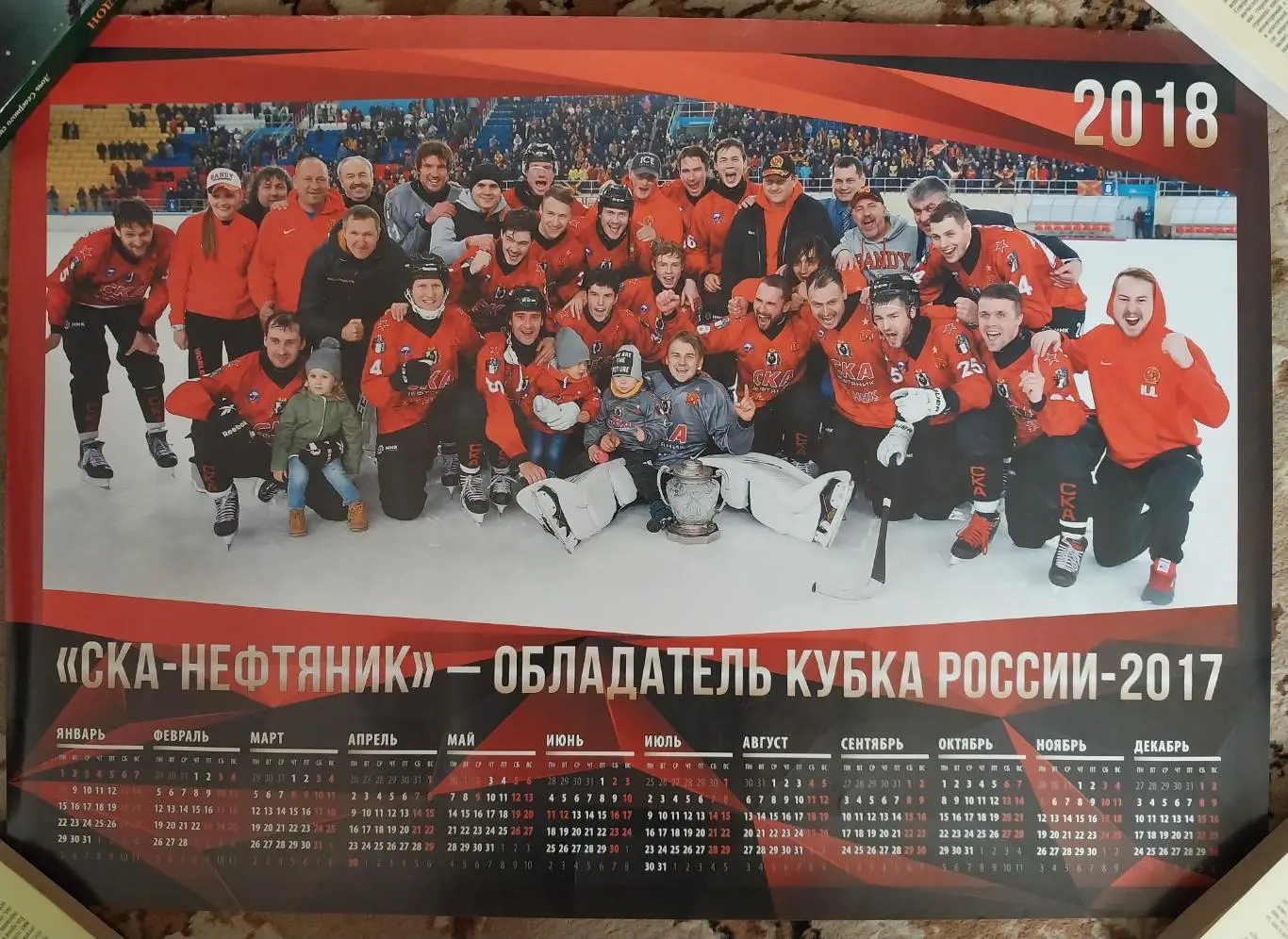 Плакат СКА-Нефтяник (Хабаровск) - обладатель Кубка России 2017, хоккей с мячом