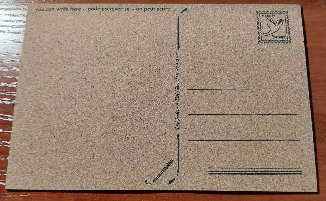 Почтовая открытка из натуральной пробки Португалия 1