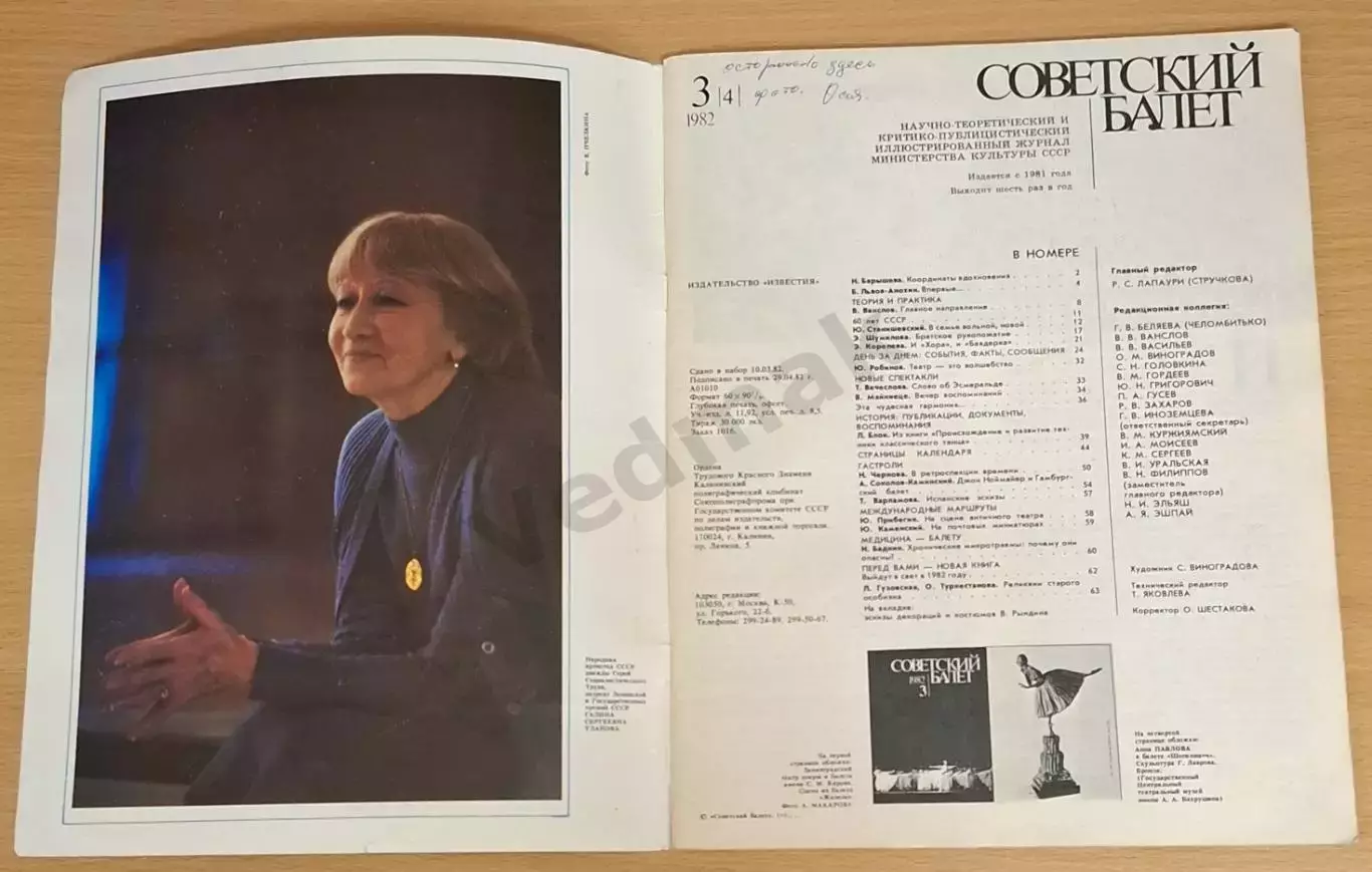 Журналы СОВЕТСКИЙ БАЛЕТ № 3, 4 - 1982 г 1