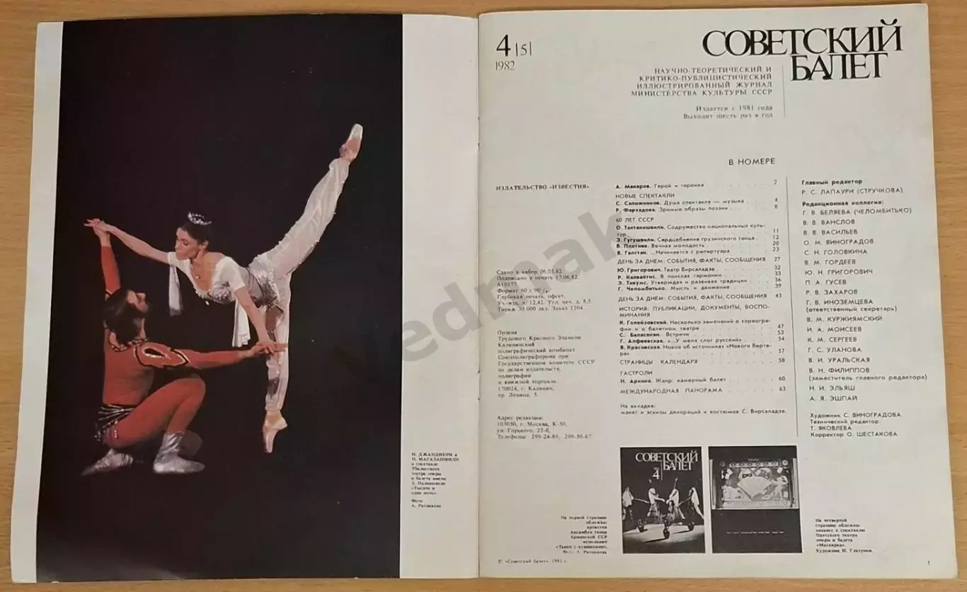 Журналы СОВЕТСКИЙ БАЛЕТ № 3, 4 - 1982 г 4