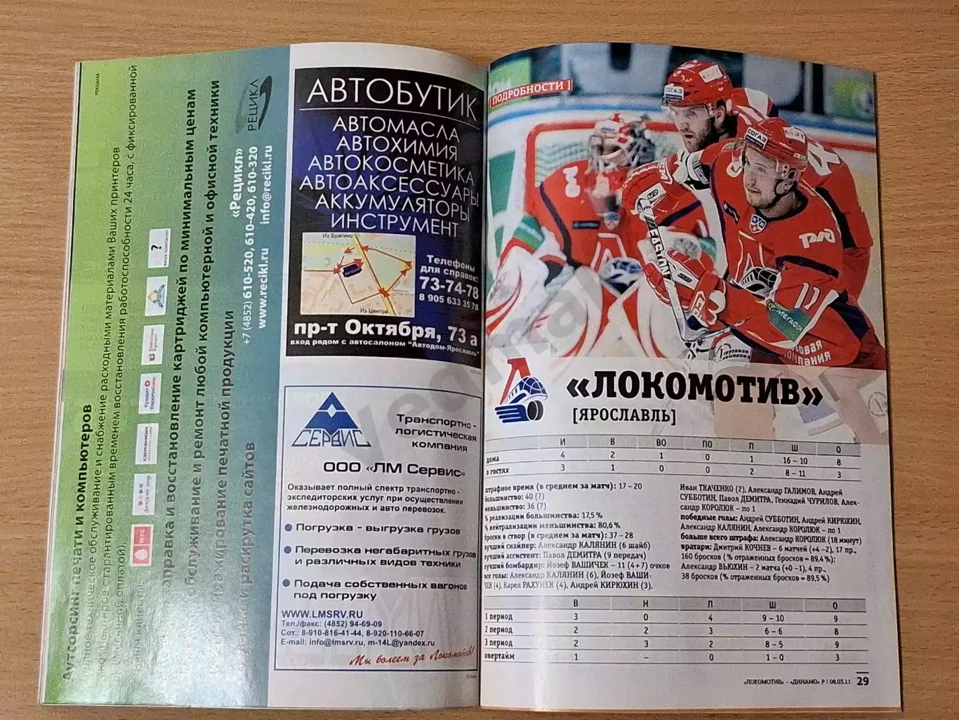 КХЛ ЛОКОМОТИВ Ярославль - ДИНАМО Рига 08.03.2011 до трагедии 07.09.2011 1
