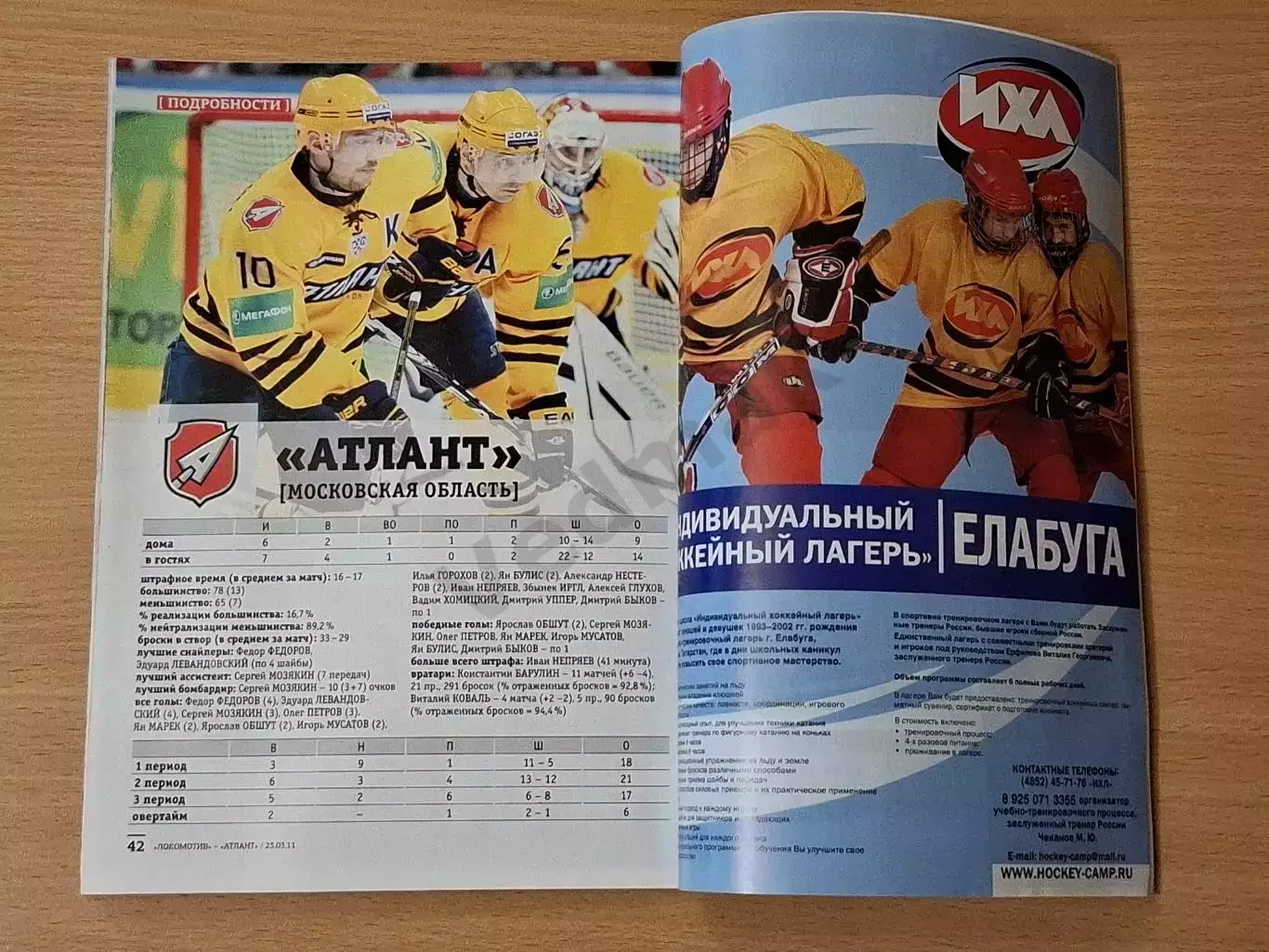 КХЛ ЛОКОМОТИВ Ярославль - АТЛАНТ Моск. обл 23.03.2011 до трагедии 07.09.11 1