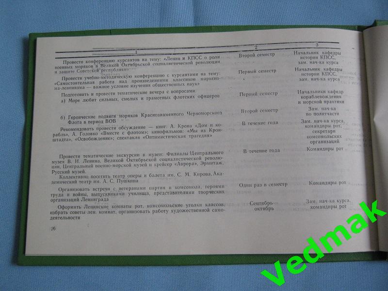 План мероприятий по воспитанию у курсантов 1970 г.. 7