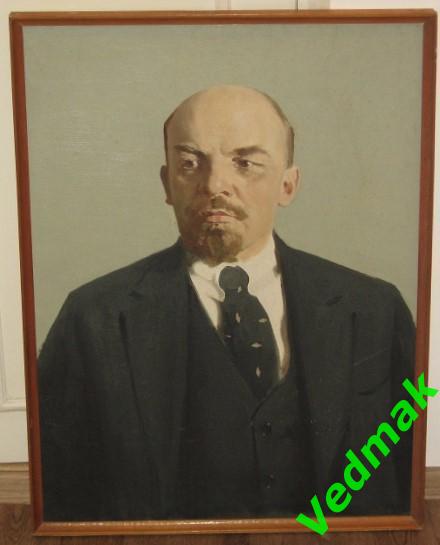 Портрет В. И. Ленин, в раме, на двп, масло, штамп, 1989 г.. 2