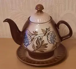 Большой чайник 3 л на блюде СССР керамика