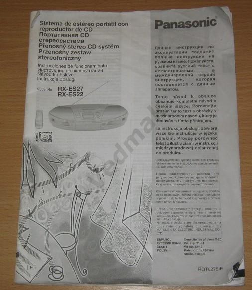 Инструкция По Эксплуатации Panasonic RX ES27 RX ES22