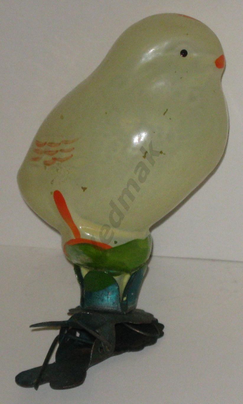 Винтажная ёлочная игрушка СССР, ЦЫПЛЕНОК, (стекло)