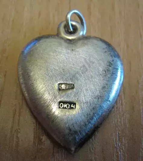 Кулон подвеска серебро 875 сердечко СССР с камнем 1
