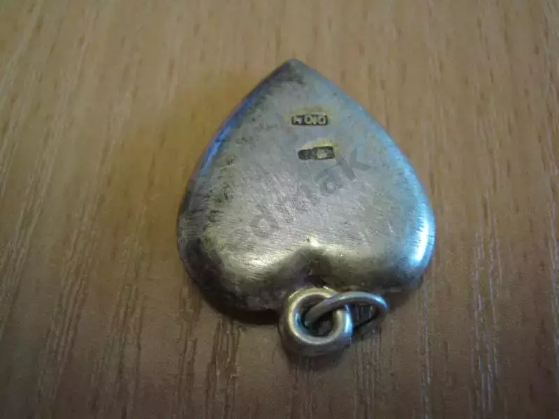 Кулон подвеска серебро 875 сердечко СССР с камнем 3