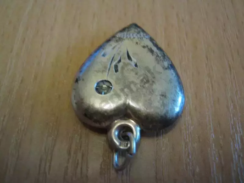 Кулон подвеска серебро 875 сердечко СССР с камнем 4