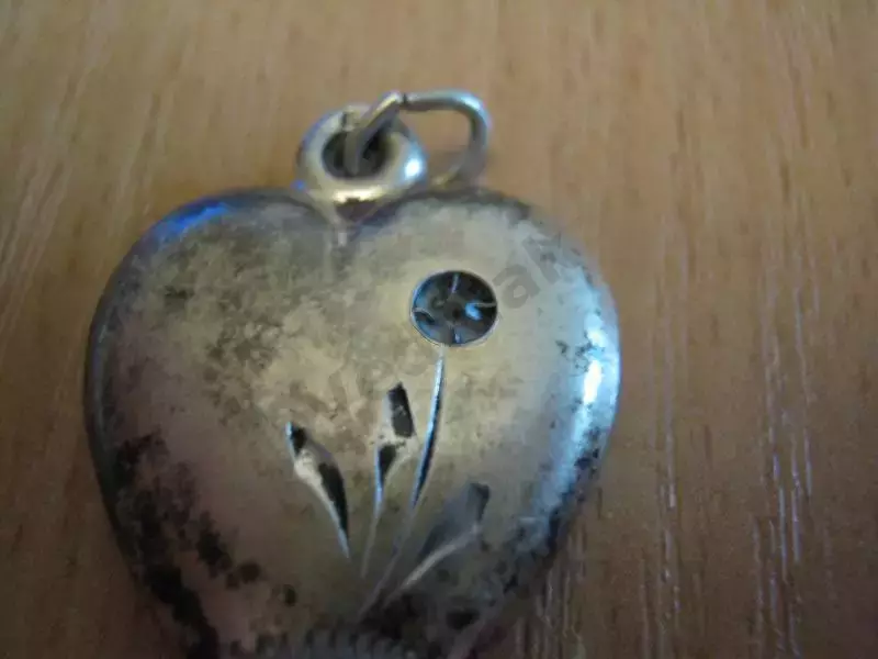 Кулон подвеска серебро 875 сердечко СССР с камнем 5