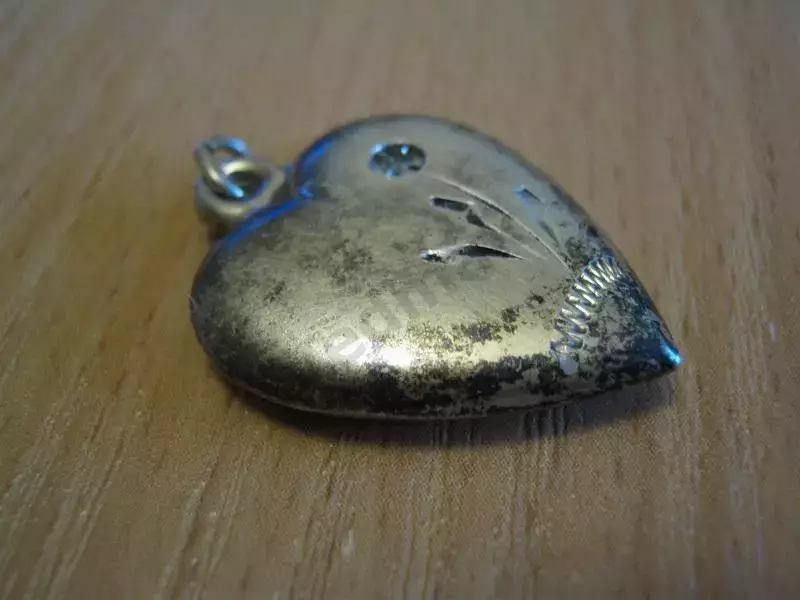 Кулон подвеска серебро 875 сердечко СССР с камнем 6