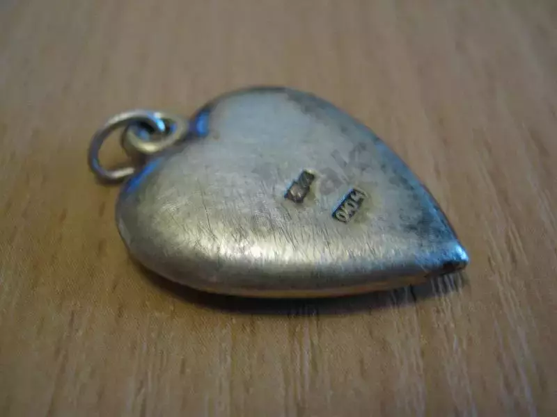 Кулон подвеска серебро 875 сердечко СССР с камнем 7