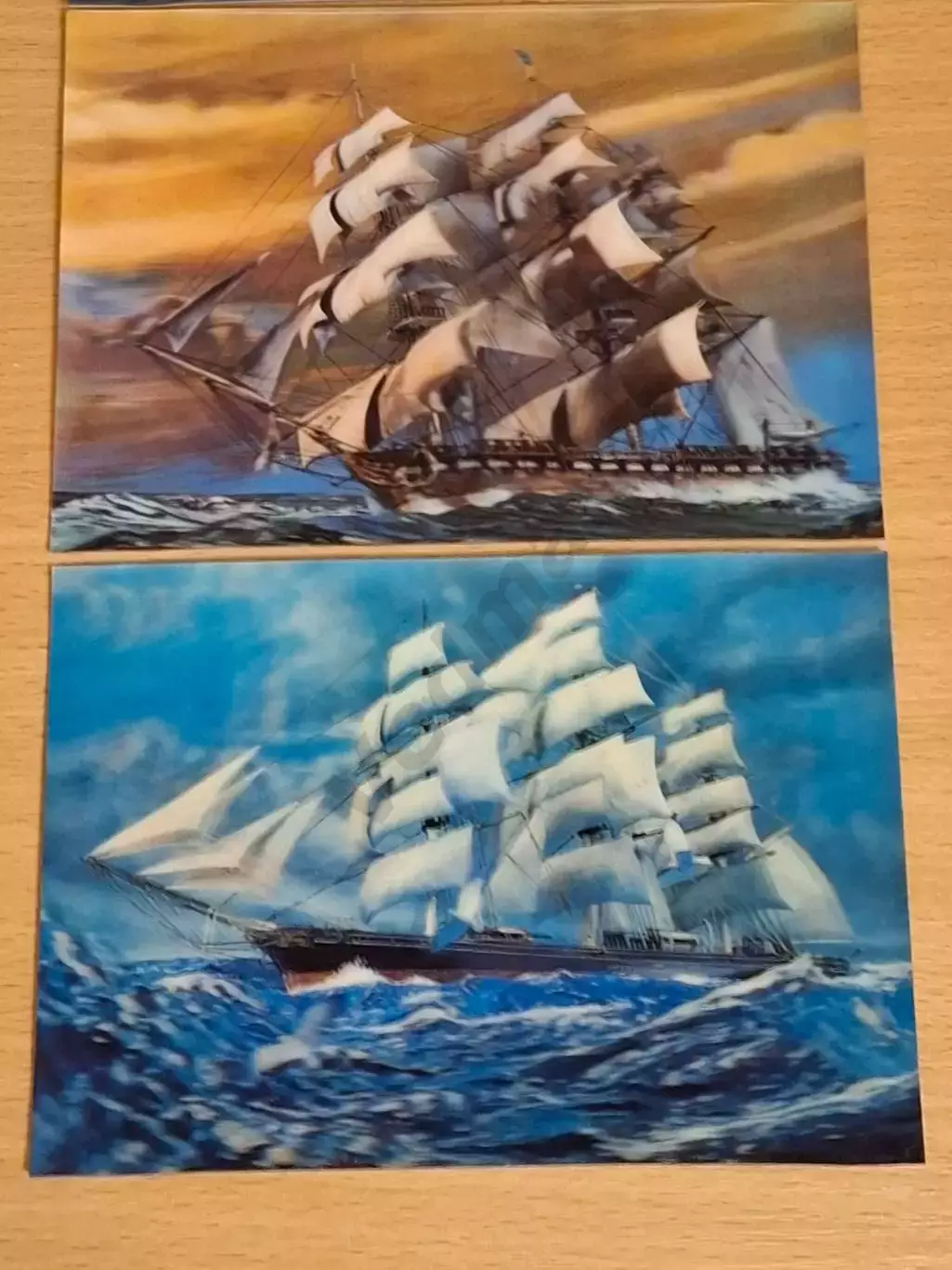 Открытки 3 D TOPPAN Japan 1960-70 гг парусники 1