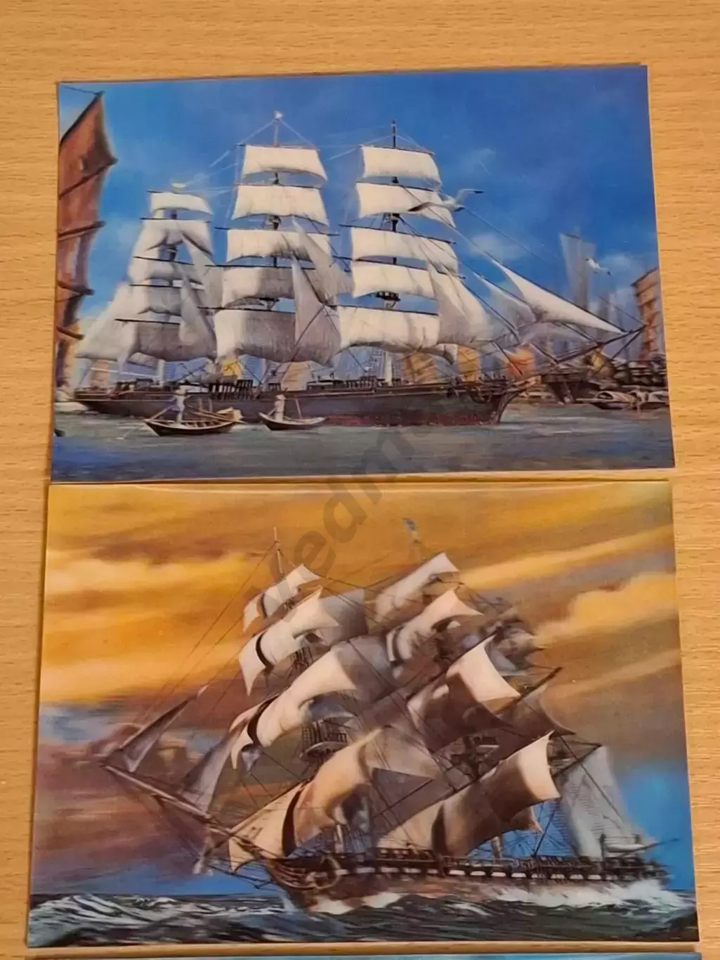 Открытки 3 D TOPPAN Japan 1960-70 гг парусники 2