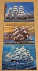 Открытки 3 D TOPPAN Japan 1960-70 гг парусники