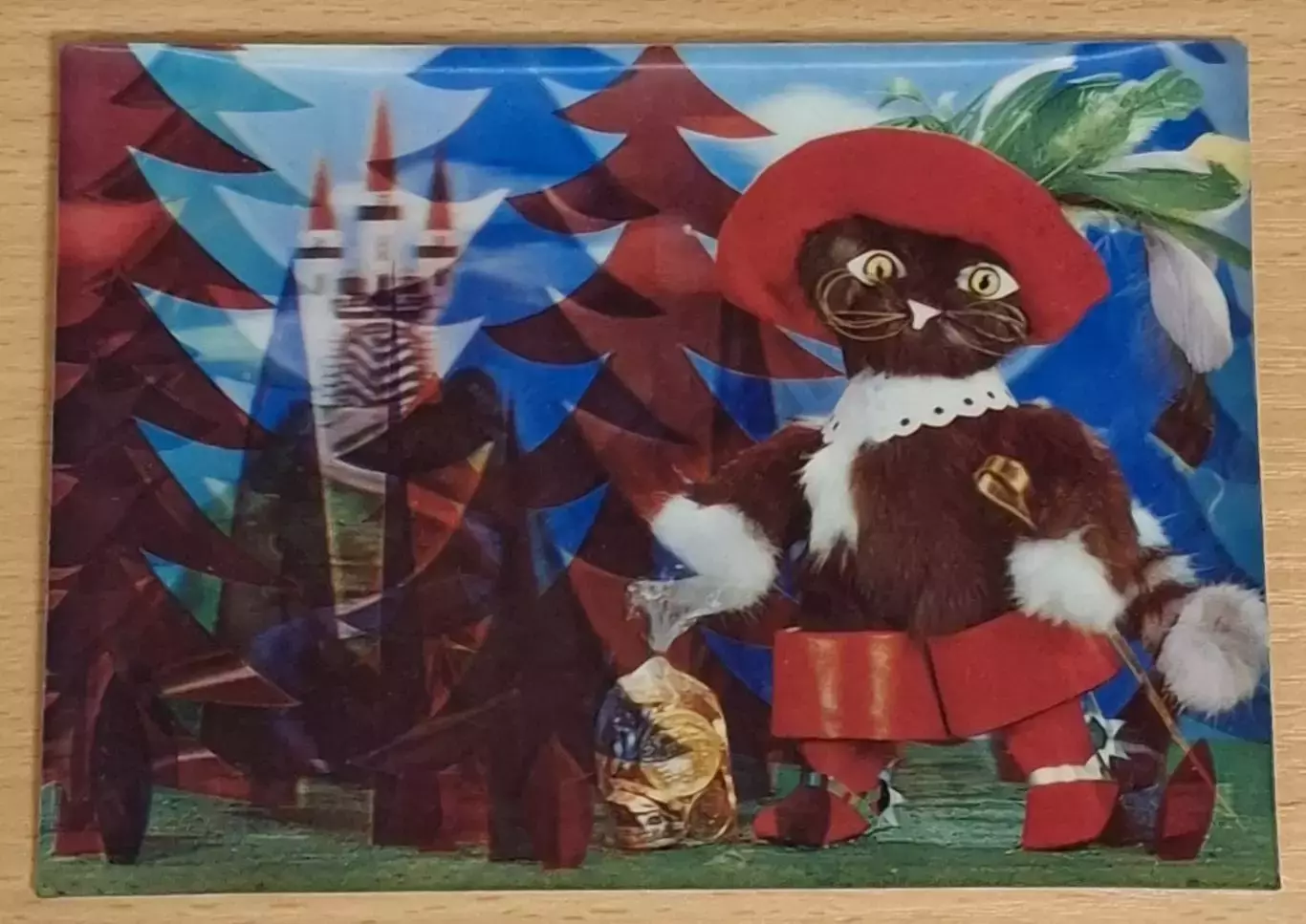 Открытка 3 D TOPPAN Japan 1960-70 гг КОТ В САПОГАХ серия PK-31