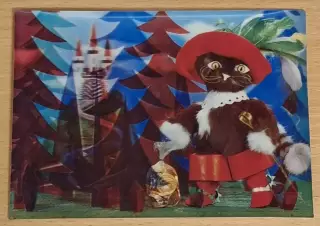 Открытка 3 D TOPPAN Japan 1960-70 гг КОТ В САПОГАХ серия PK-31