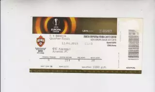 билет - ЦСКА Россия - Арсенал Англия 2018 кубок ЛЕ УЕФА