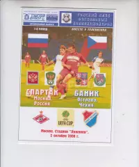 Спартак Москва Россия - Баник Чехия 2008 кубок УЕФА