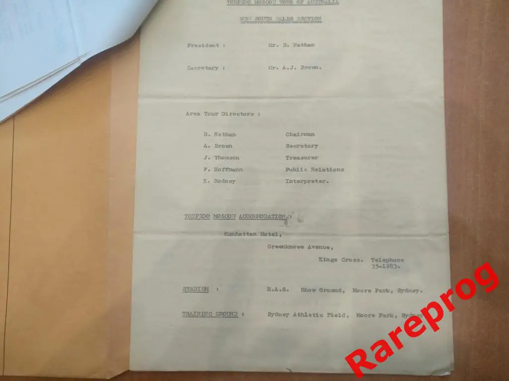 официальная программа турне Торпедо Москва СССР по Австралии 1965 5