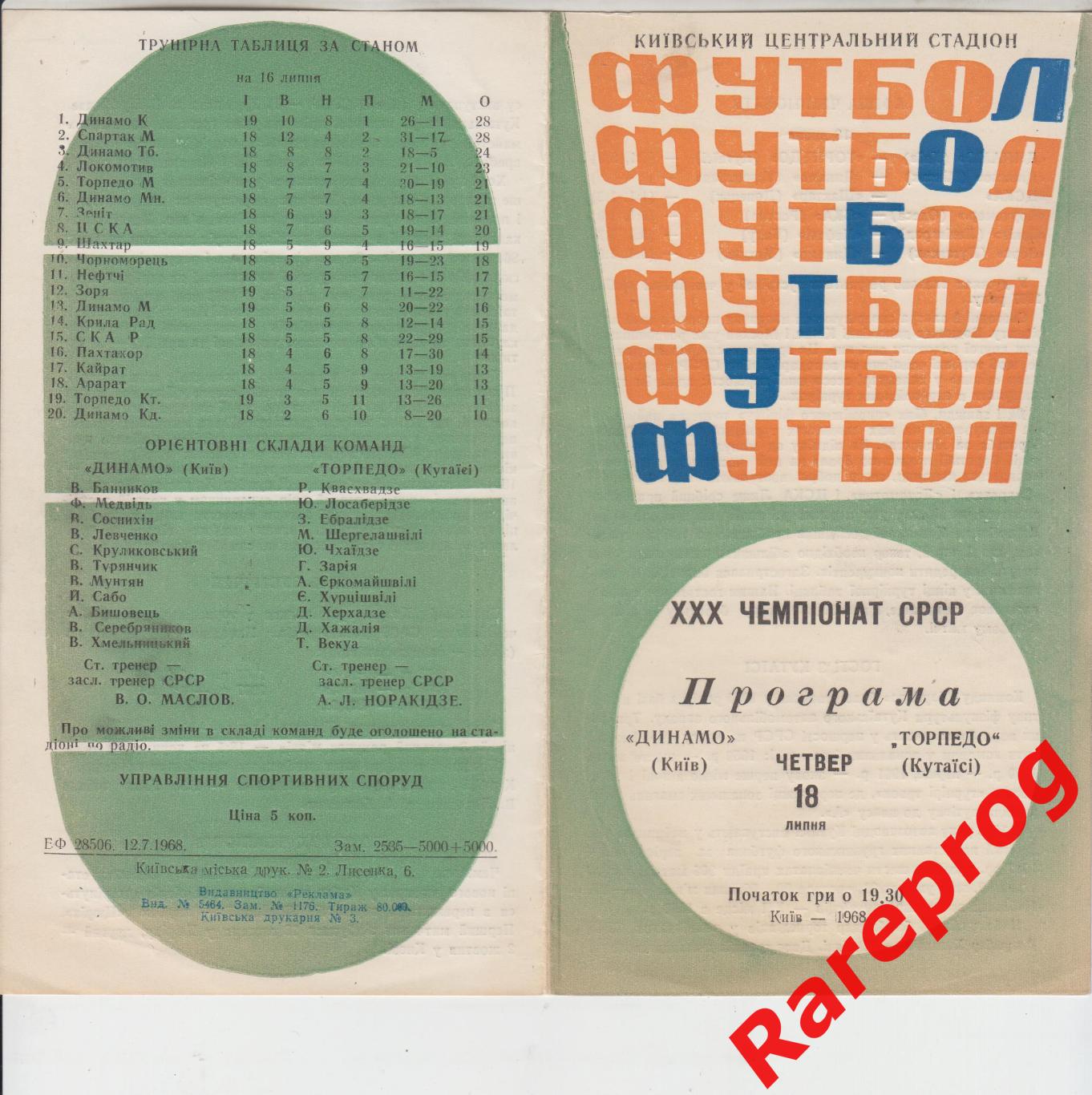 Динамо Киев - Торпедо Кутаиси - 1968