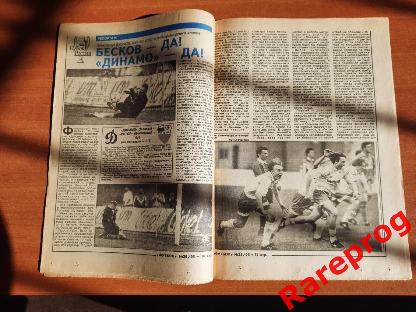 Динамо Москва - Ротор Волгоград 1995 финал кубок России отчет / Футбол № 25 1