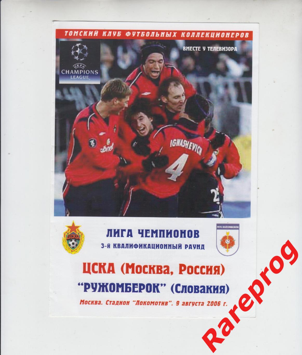 ЦСКА Москва Россия - Ружомберок Словакия 2006 кубок Лига Чемпионов УЕФА